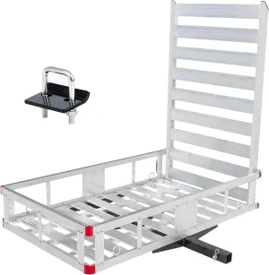 MaxxHaul 50945 50 inch x 29.5 inch Trailer Hitch Mount Aluminum Mobility Carrier with 47 inch Ramp and Hitch Tightener for RV Trucks SUV Vans Cars - 500 lb. Capacity
