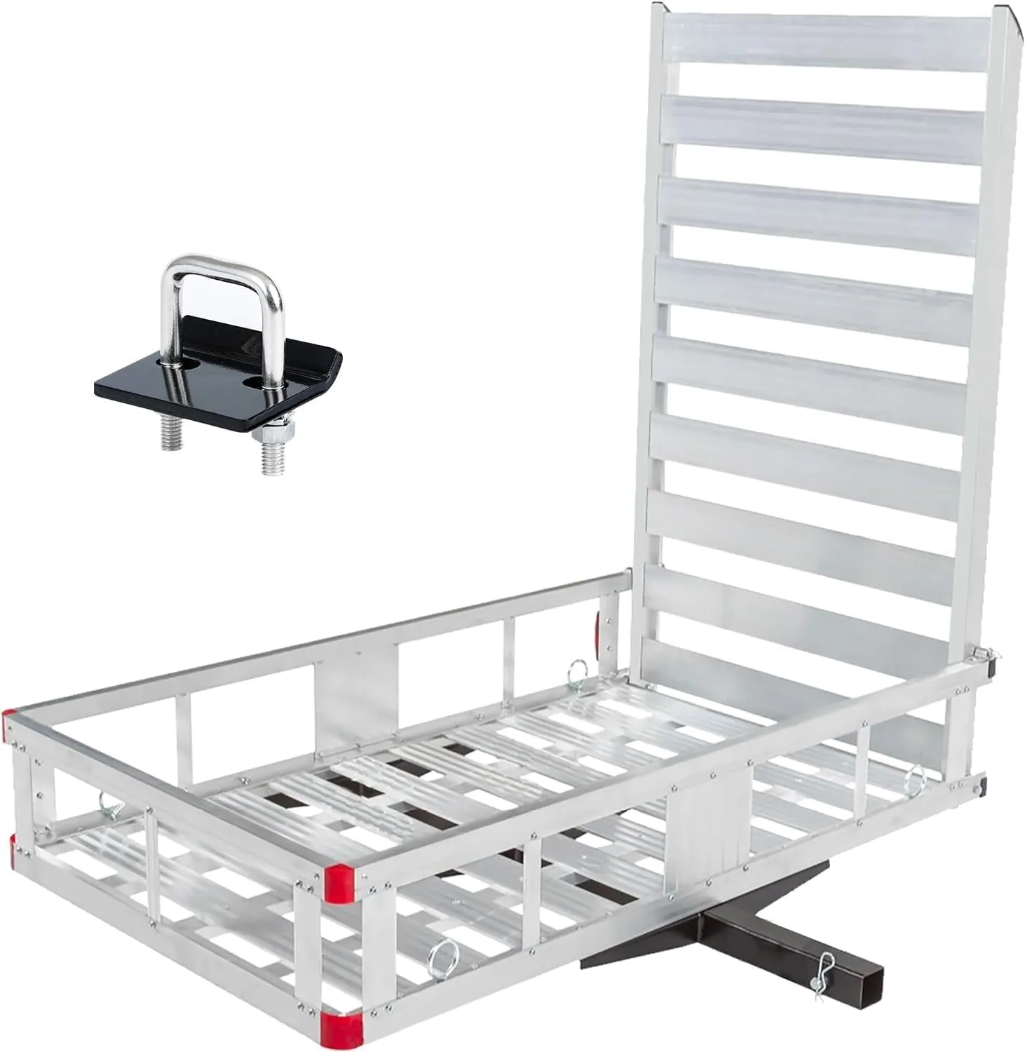 MaxxHaul 50945 50 inch x 29.5 inch Trailer Hitch Mount Aluminum Mobility Carrier with 47 inch Ramp and Hitch Tightener for RV Trucks SUV Vans Cars - 500 lb. Capacity