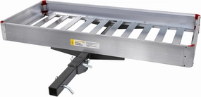 MaxxHaul 50149 500-lb Capacity 50 inch x 22 inch Hitch Mount Premium Folding Aluminum Cargo Carrier Rack Basket with High Side Rails and Reflector Lens for Added Safety