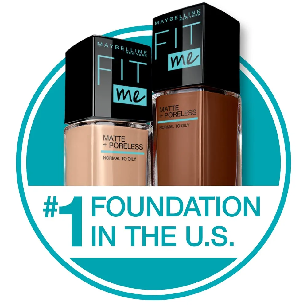 Maybelline Fit Me Matte   Poreless Liquid Foundation   Fit Me Mattifying Primer Makeup Bundle, Includes 1 Foundation in Porcelain and 1 Primer