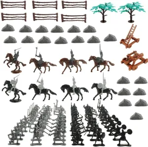 Medieval Knights Plastic Figure Toys Playset Accessories for Kids Children Medieval Playsets (136PCS)
