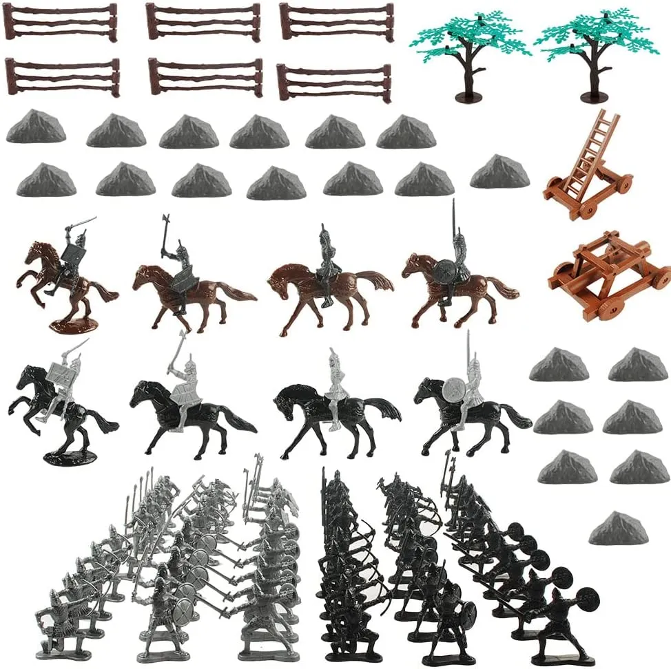 Medieval Knights Plastic Figure Toys Playset Accessories for Kids Children Medieval Playsets (136PCS)