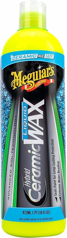 Meguiar's Hybrid Ceramic Liquid Wax, Shield Your Paint with a Residue-Free Liquid Car Wax with Advanced SiO2 Hybrid Technology and Long-Lasting Water-Beading Protection, 16 Oz Bottle