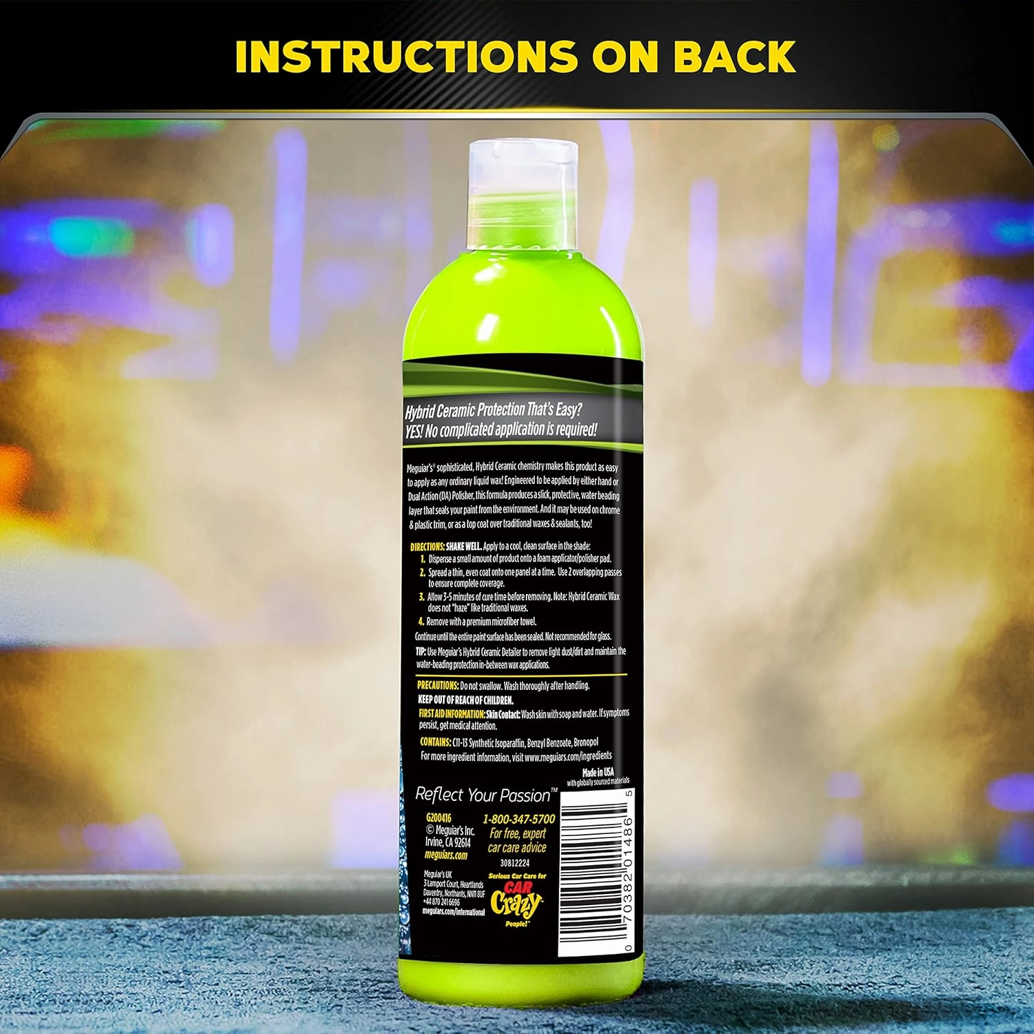 Meguiar's Hybrid Ceramic Liquid Wax, Shield Your Paint with a Residue-Free Liquid Car Wax with Advanced SiO2 Hybrid Technology and Long-Lasting Water-Beading Protection, 16 Oz Bottle