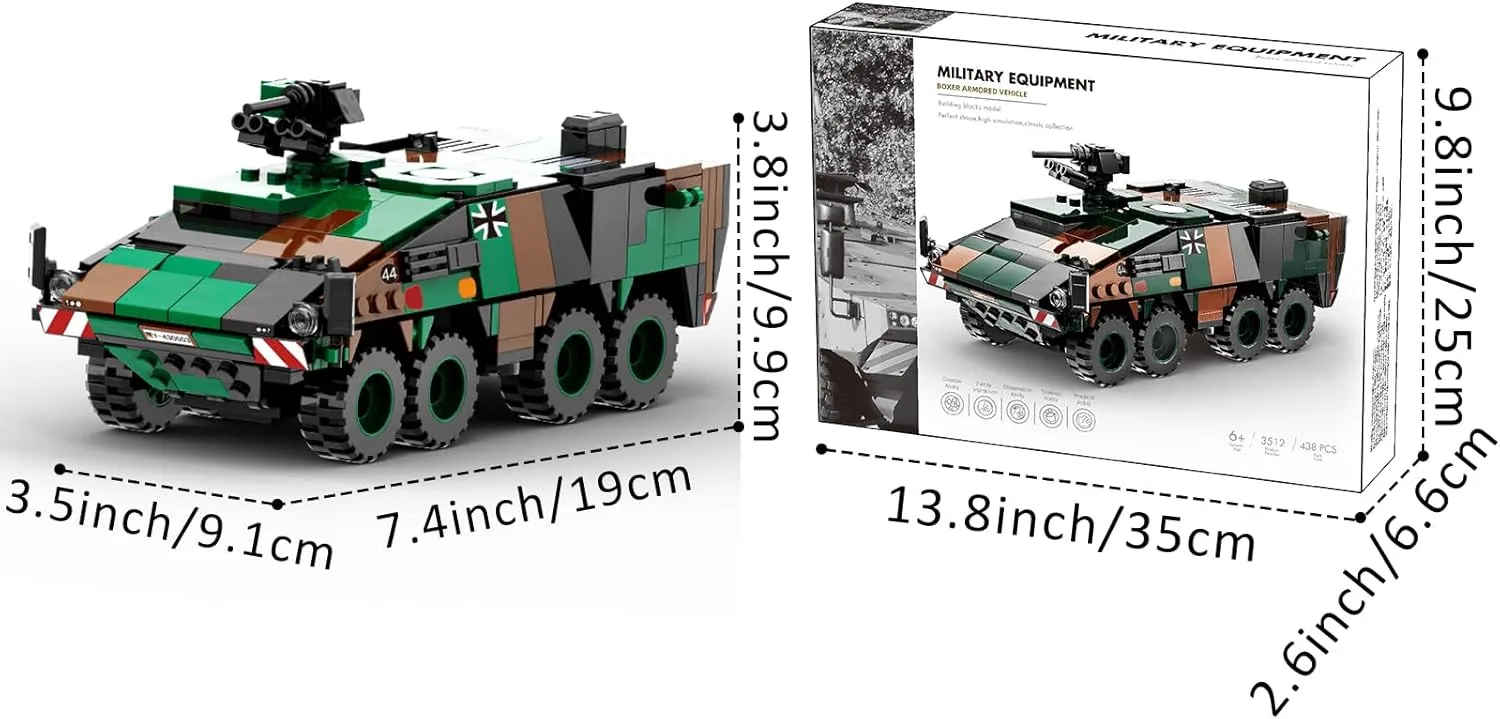 MEIEST Military Vehicle Building Blocks Sets,Armored Model Brick Set Highly Detailed Set for Military Enthusiast, Teens and Adults (Boxer Armored Vehicle)