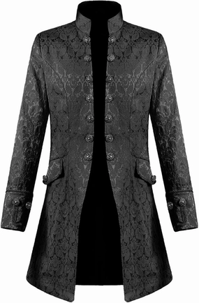 Men's Gothic Coat Renaissance Victorian Medieval Standing Collar Court Clothing Standing Collar Retro Slim Jackets