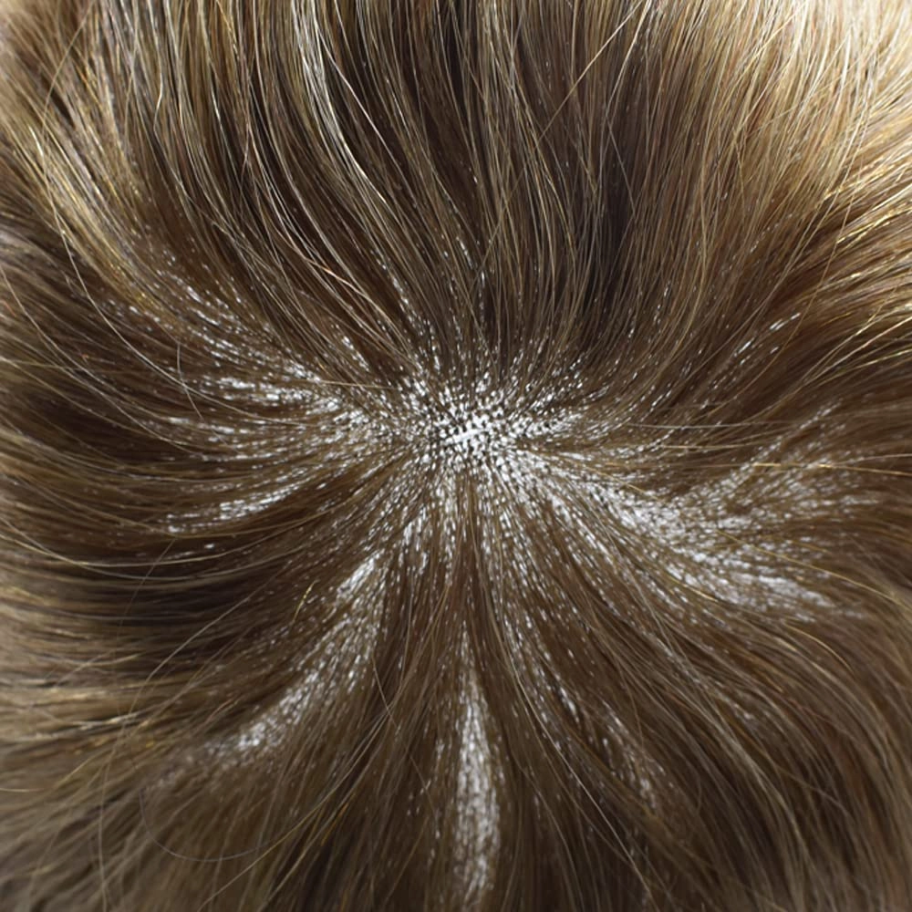 Mens Toupee Hair Piece For Men Human Hair Replacement System French Lace Male Hair Prosthesis Toupee For Men Hairpieces 7x9Light to medium density#1710 17# DARK ASH BLONDE 10% GREY