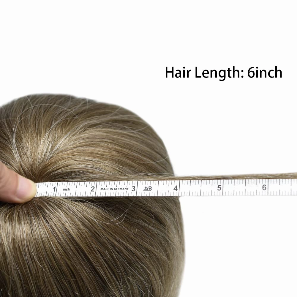 Mens Toupee Hair Piece For Men Human Hair Replacement System French Lace Male Hair Prosthesis Toupee For Men Hairpieces 7x9Light to medium density#1720 17# DARK ASH BLONDE 20% GREY