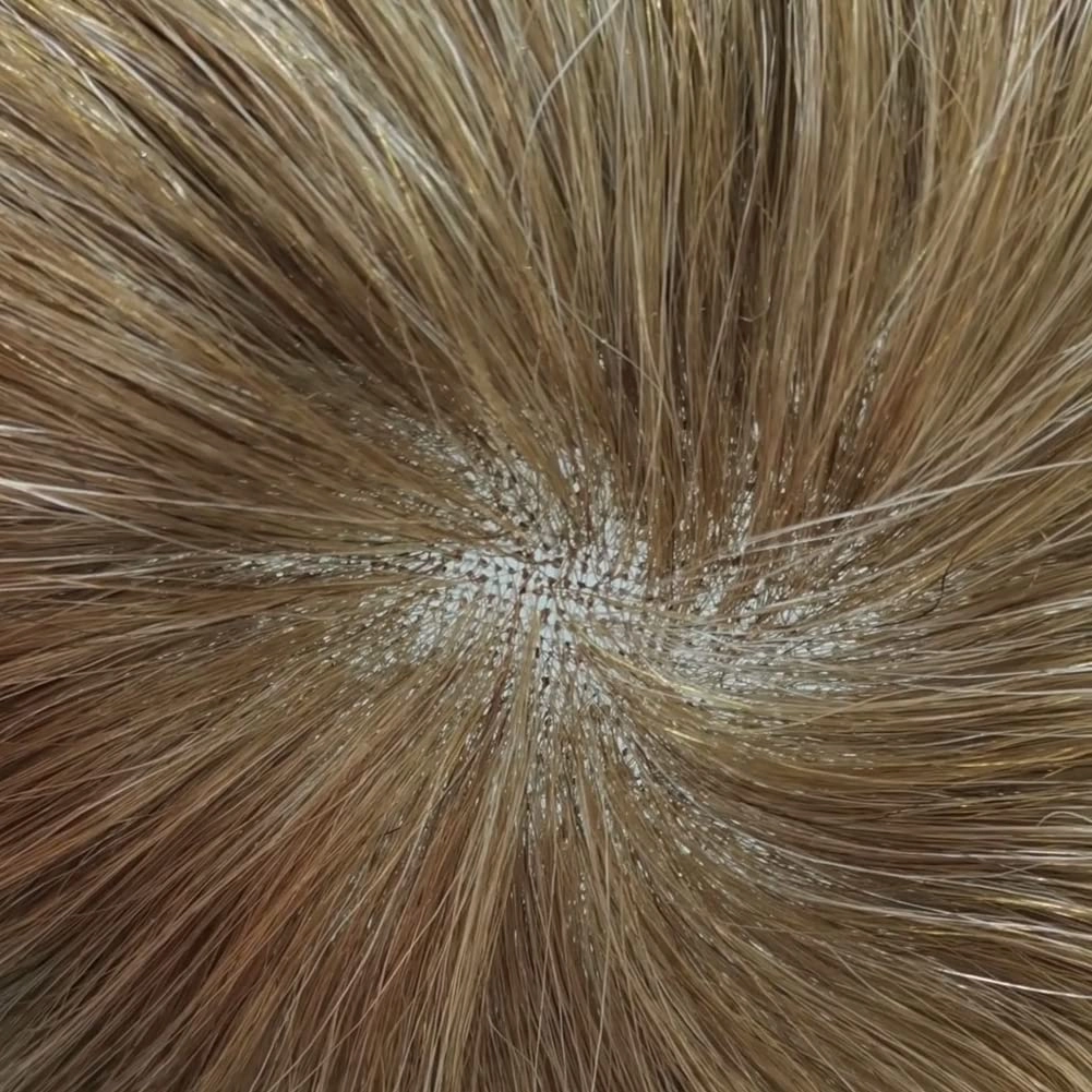 Mens Toupee Hair Piece For Men Human Hair Replacement System French Lace Male Hair Prosthesis Toupee For Men Hairpieces 7x9Light to medium density#1720 17# DARK ASH BLONDE 20% GREY