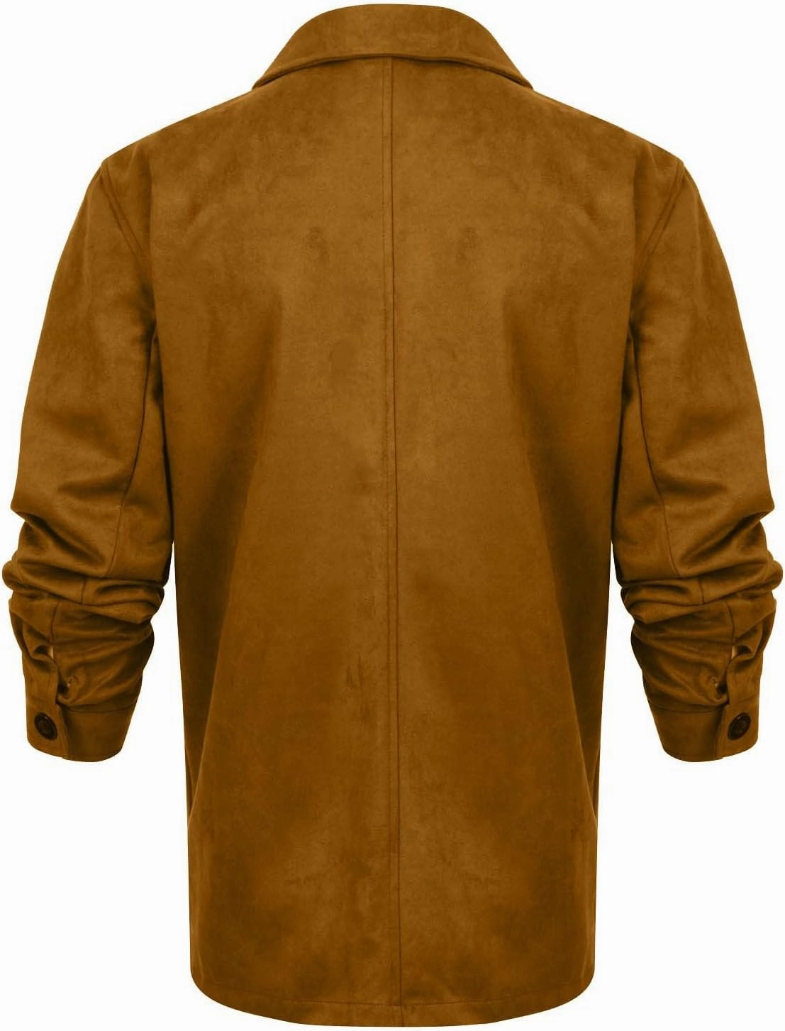 Mens Waterproof Suede Jacket Coat Vintage Classic Leather Jacket Casual Lapel Button Down Long Sleeve Winter Coats