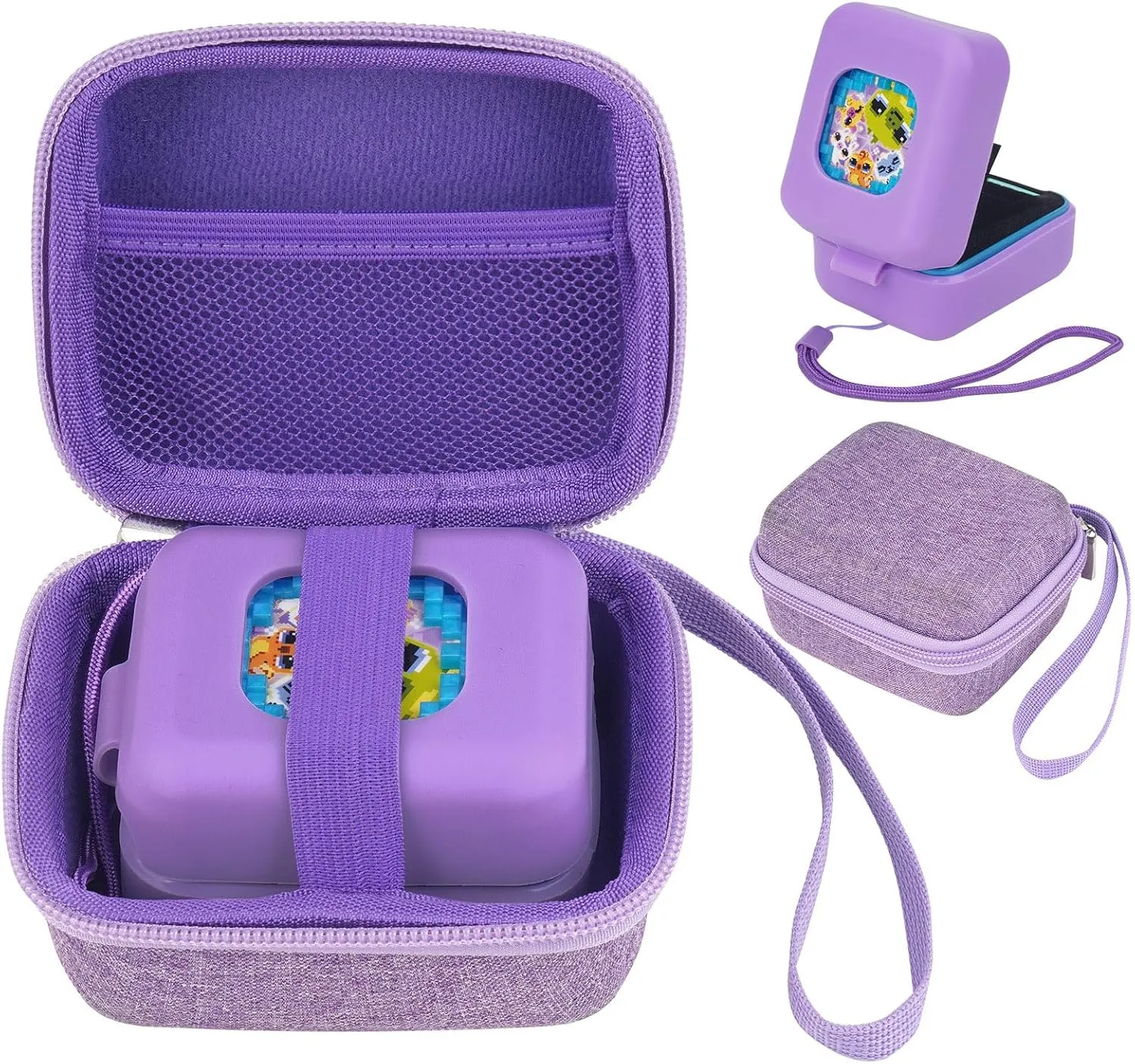 MGZNMTY Carrying Case and Silicone Case for Bitzee Magicals Interactive Toy Digital Pet and Protective Skin Cover for New Bitsy Electronic Virtual Pet (Purple)