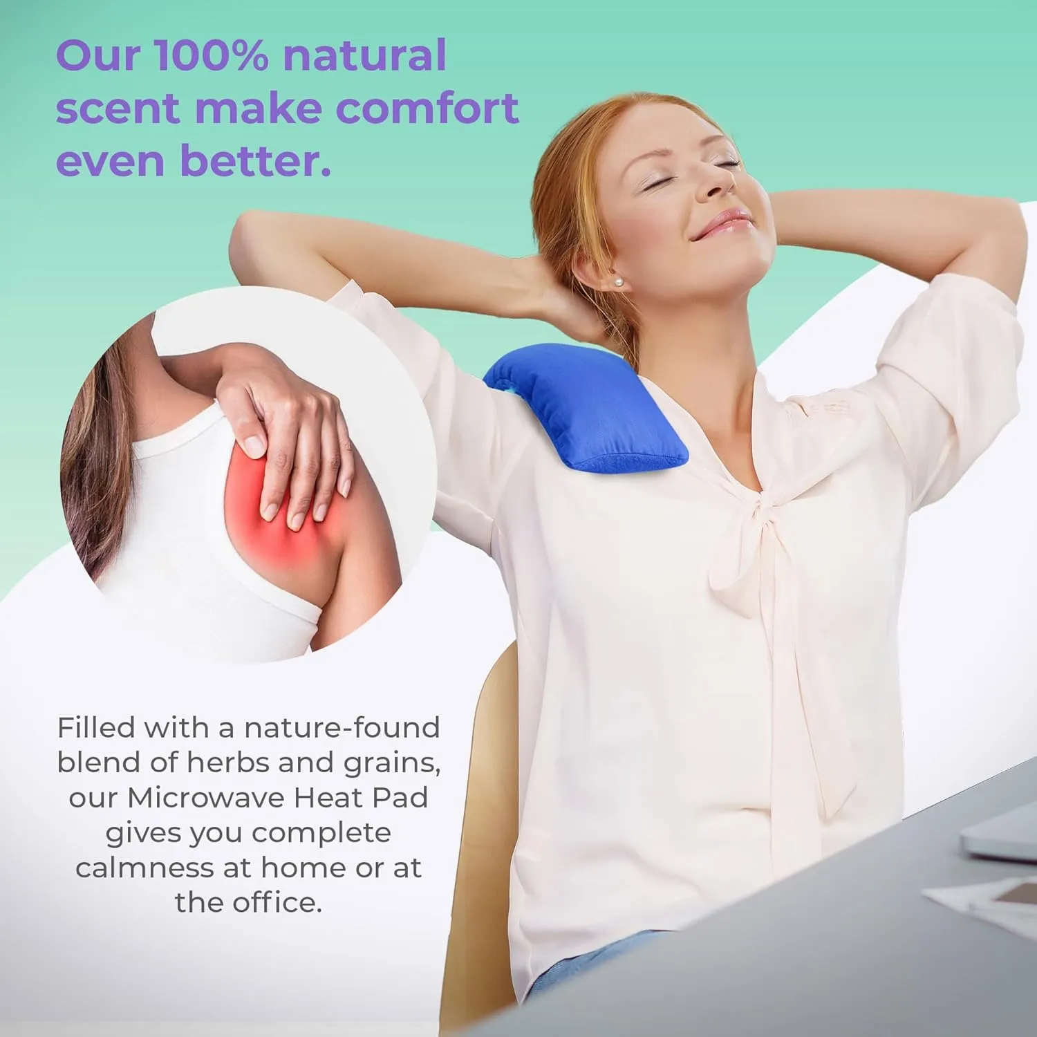 Microwavable Heating Pads for Lower Back, Neck, and Shoulder Pain Relief - Moist Microwave Heating Pad for Muscles and Joints - Microwave Hot Pack Heat Pad for Cramps - 3 Packs Blue