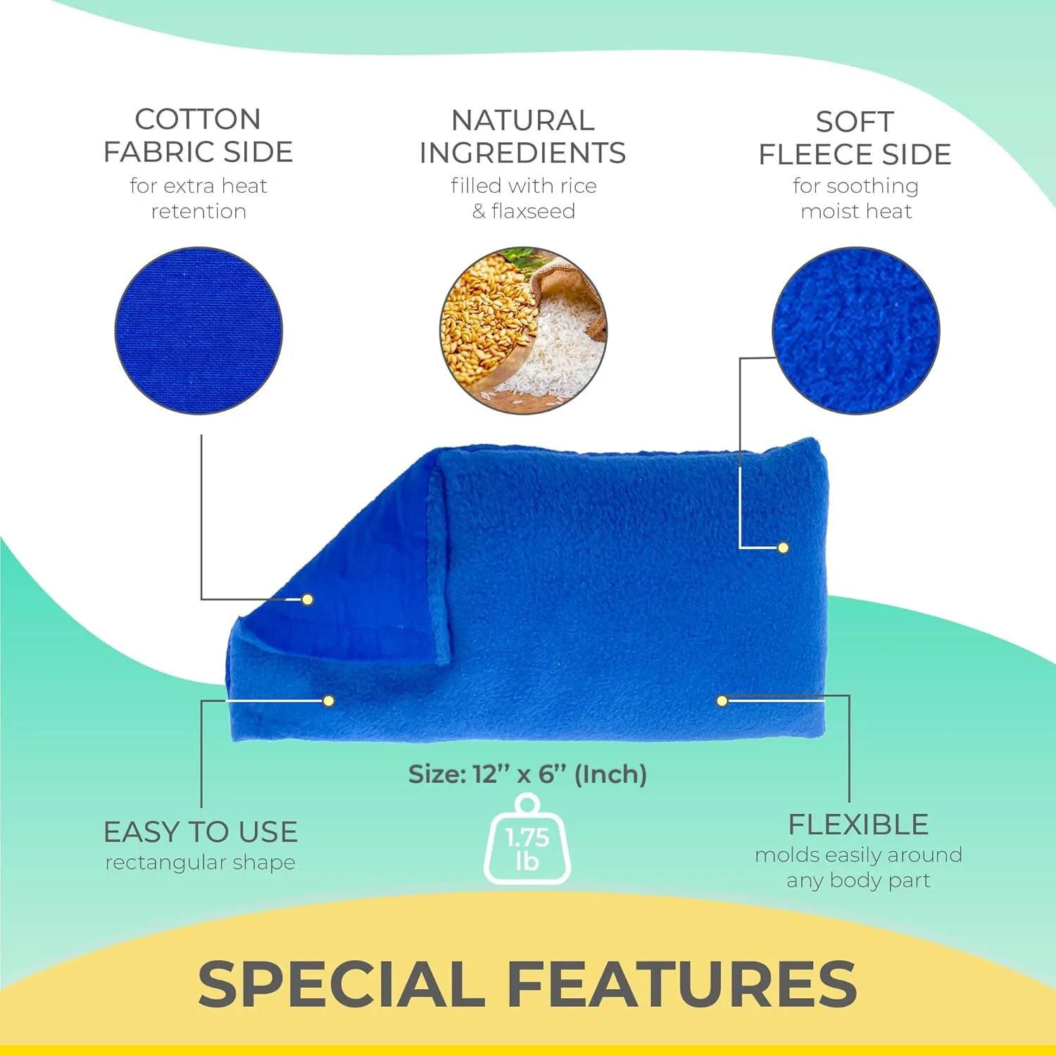 Microwavable Heating Pads for Lower Back, Neck, and Shoulder Pain Relief - Moist Microwave Heating Pad for Muscles and Joints - Microwave Hot Pack Heat Pad for Cramps - 3 Packs Blue