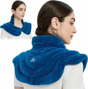 Microwavable Heat Pad for Neck and Shoulders, Weighted Microwave Moist Heating Wrap for Pain Relief Sore Muscle Stress Tension, Heated Wrap with Aromatherapy, Hot & Cold Compress, Grey