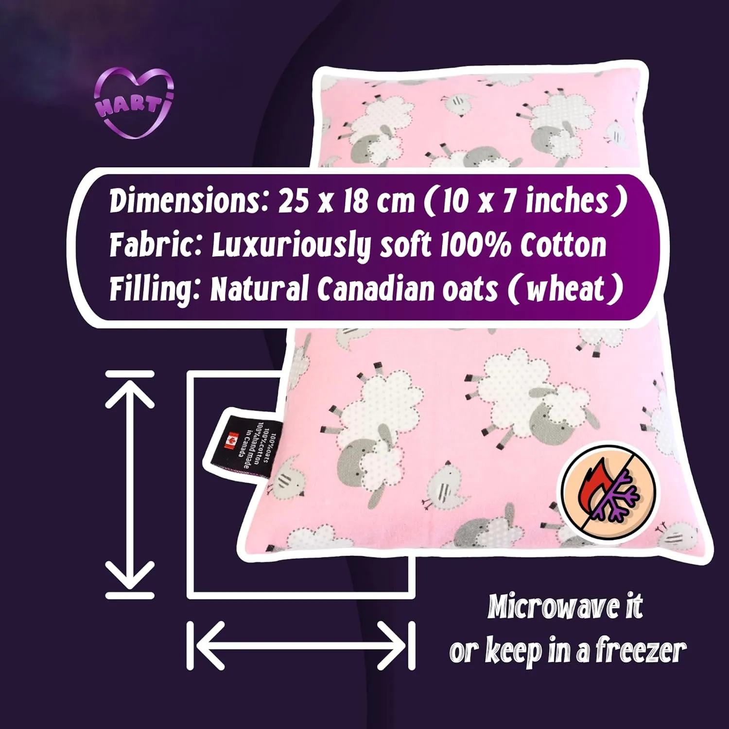 Microwave Heating Pad for Pain Relief - 10"x7" Moist Heat for Back Neck Shoulders Cramps Sore Muscles Aches and Joints - Oats Bean Bag Pack. Sheeps and Birds