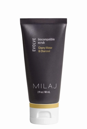 MILAJ Evolve Biocompatible Face Scrub | Charcoal & Cherry Water Facial Exfoliator to Cleanse Pores and Reduce Uneven Skin Tone | Clean Skincare for Regular Use 2fl oz