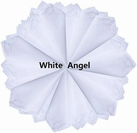 MileyMarla Cotton White Embroidery Womens Handkerchiefs Scalloped Edge Hankies