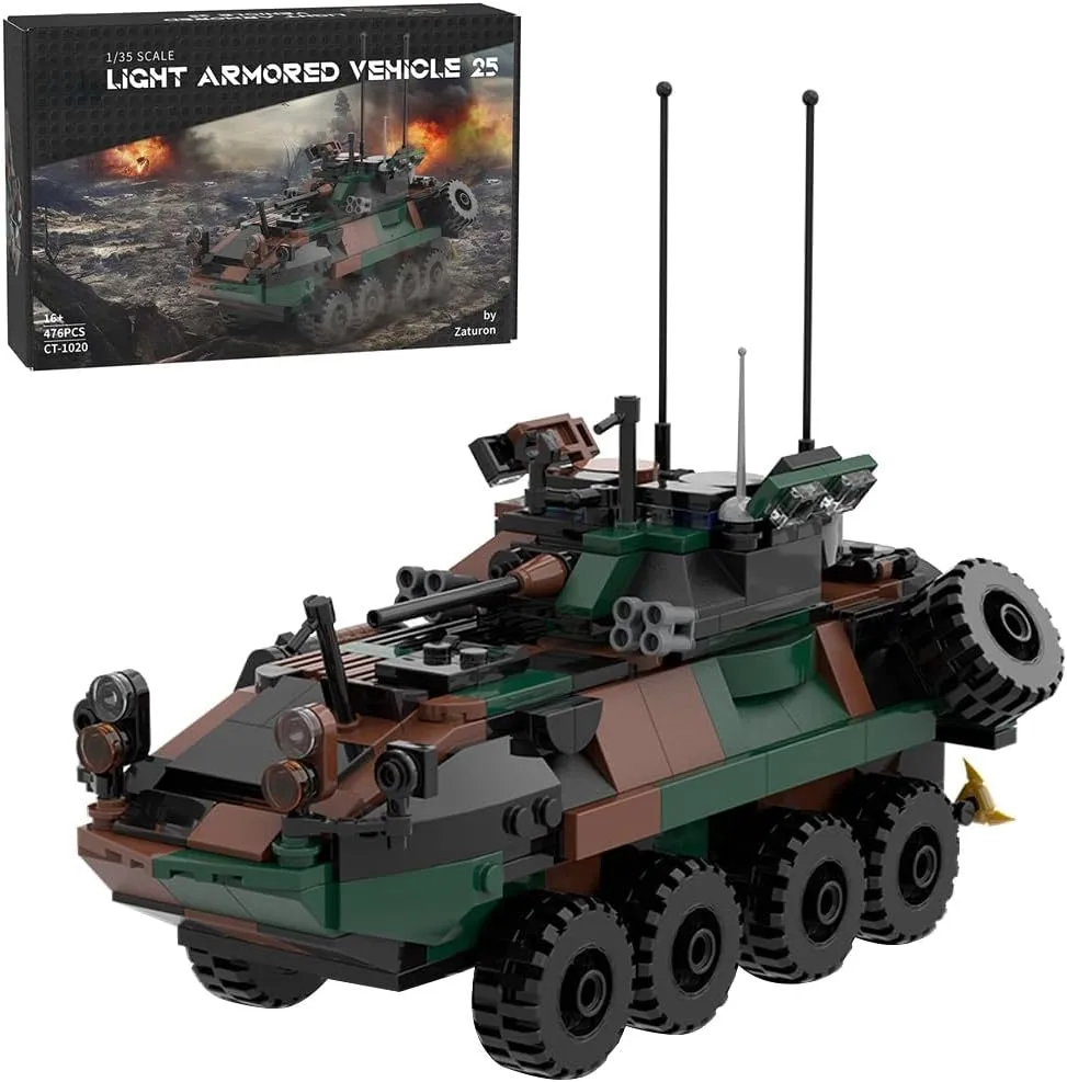Military Vehicles Armored Truck Stacking Blocks, 1/35 LAV-25 Infantry Fighting Vehicle Building Block Bricks Kit for Adults, MOC-126469, 476PCS