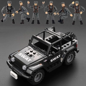 Military Vehicle Building Blocks Sets 2 in 1 Army Truck with 6 City Policeman Action Mini-Figures Building Toys for Kids, Army Vehicles Toys for Boys