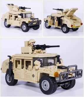 Military Vehicle Building Toy for Age 6 7 8 9 10 11 12 , Army Battle Brick, Car Model with 2 Soldier Figures,Toys Gifts for Kid and Adult （265PCS）, Khaki, (C51013W)