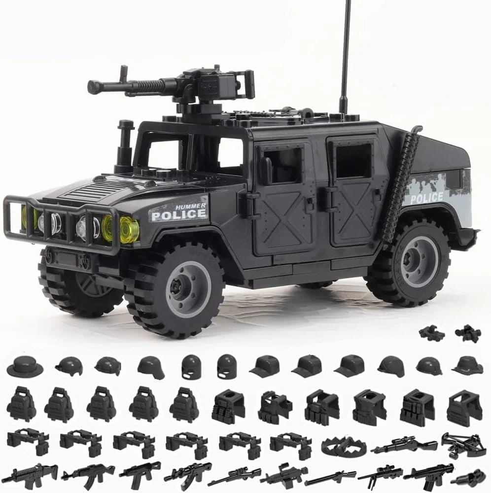 Military Vehicle Building Toy for Age 6 7 8 9 10 11 12 , Army Building Block Weapons Gun Toy Set Battle Brick, Car Model with 6 Soldier Figures Building Block Toys Gifts for Boys