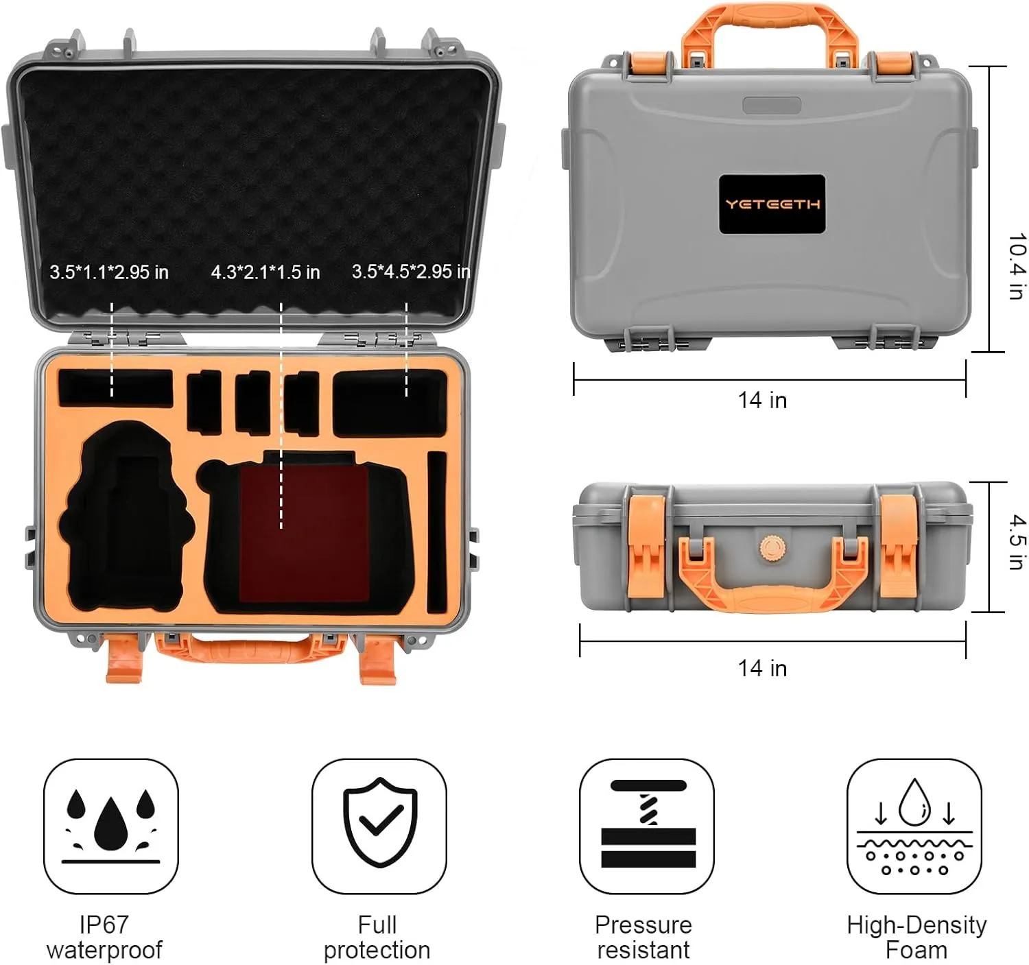 Mini 4 Pro Waterproof Hard Carrying Case for DJI Mini Fly More Combo Accessories, Fits for DJI RC 2/RC Remote with Neck Strap (Gray)