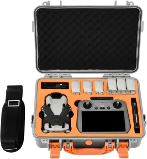 Mini 4 Pro Waterproof Hard Carrying Case for DJI Mini Fly More Combo Accessories, Fits for DJI RC 2/RC Remote with Neck Strap (Gray)