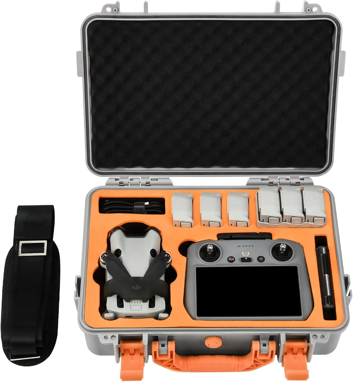 Mini 4 Pro Waterproof Hard Carrying Case for DJI Mini Fly More Combo Accessories, Fits for DJI RC 2/RC Remote with Neck Strap (Gray)