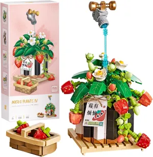 Mini Building Blocks Bonsai Plant Model Set,Simulation Particle Flower Succulent Botanical Collection Construction Building Bricks Toy,Home Decor,13 (Strawberry)