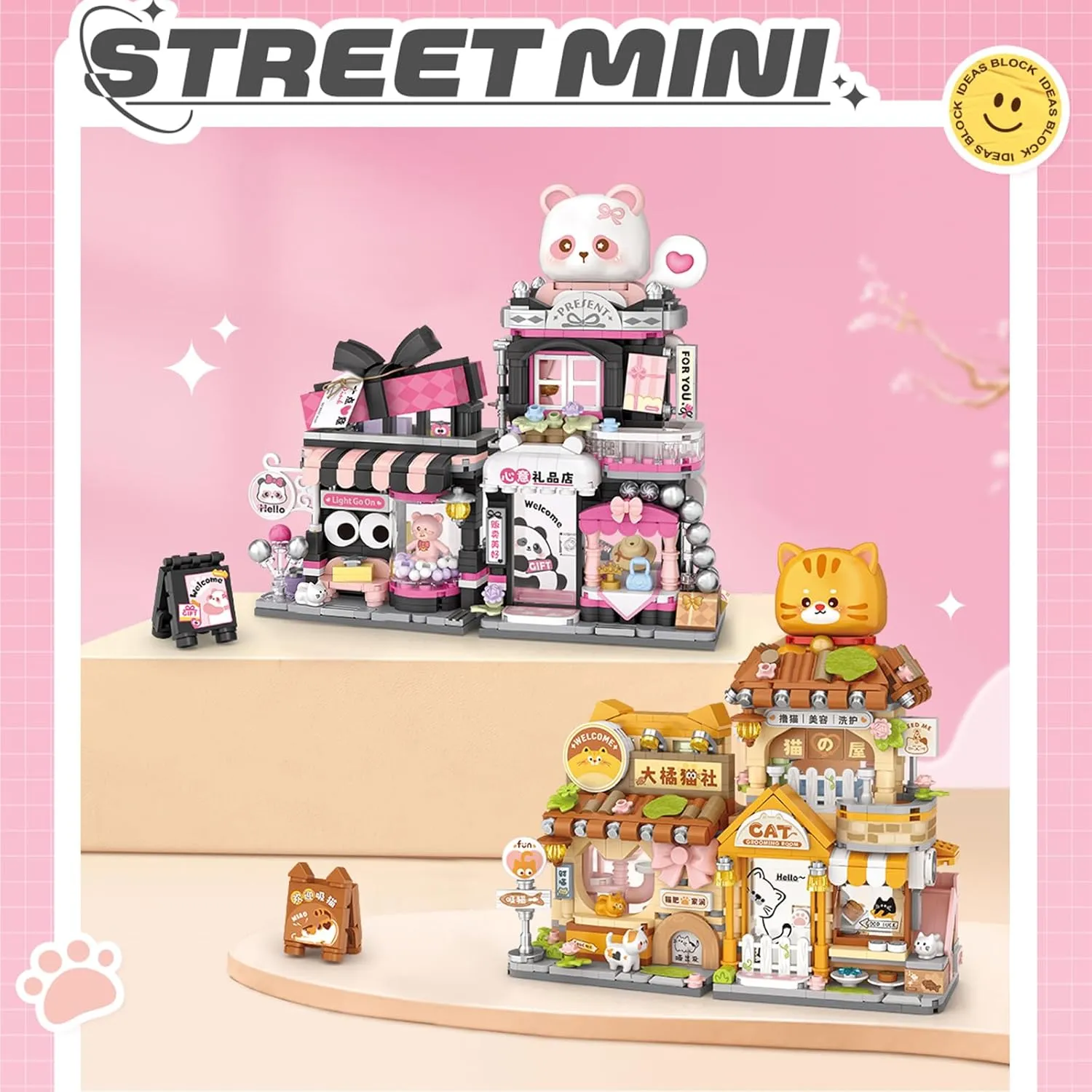 Mini City Shop Street View Building Blocks Model Set,Simulation Animals Architecture Collection Particle Construction Building Bricks Toy,Home Decoration (Cat Grooming Room)