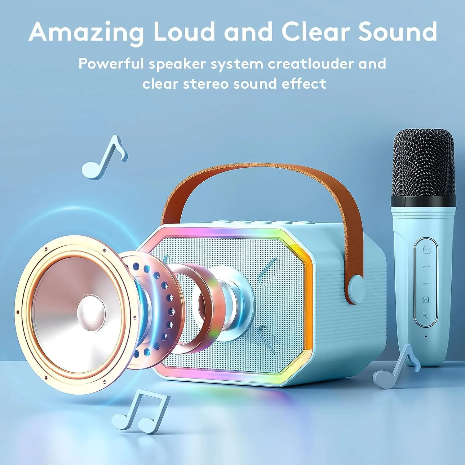 Mini Karaoke Machine for Kids Adults: Portable Bluetooth Karaoke Microphone Speaker for Singing - Birthday Gifts for Kids Age 4 5 6 7 8 Year Old Girls Boys