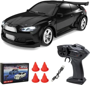 Mini RC Drift Car, 1/64 Scale 4WD Proportional Control 15KM/H RC Car with LED Lights, Ideal Gift for Adults