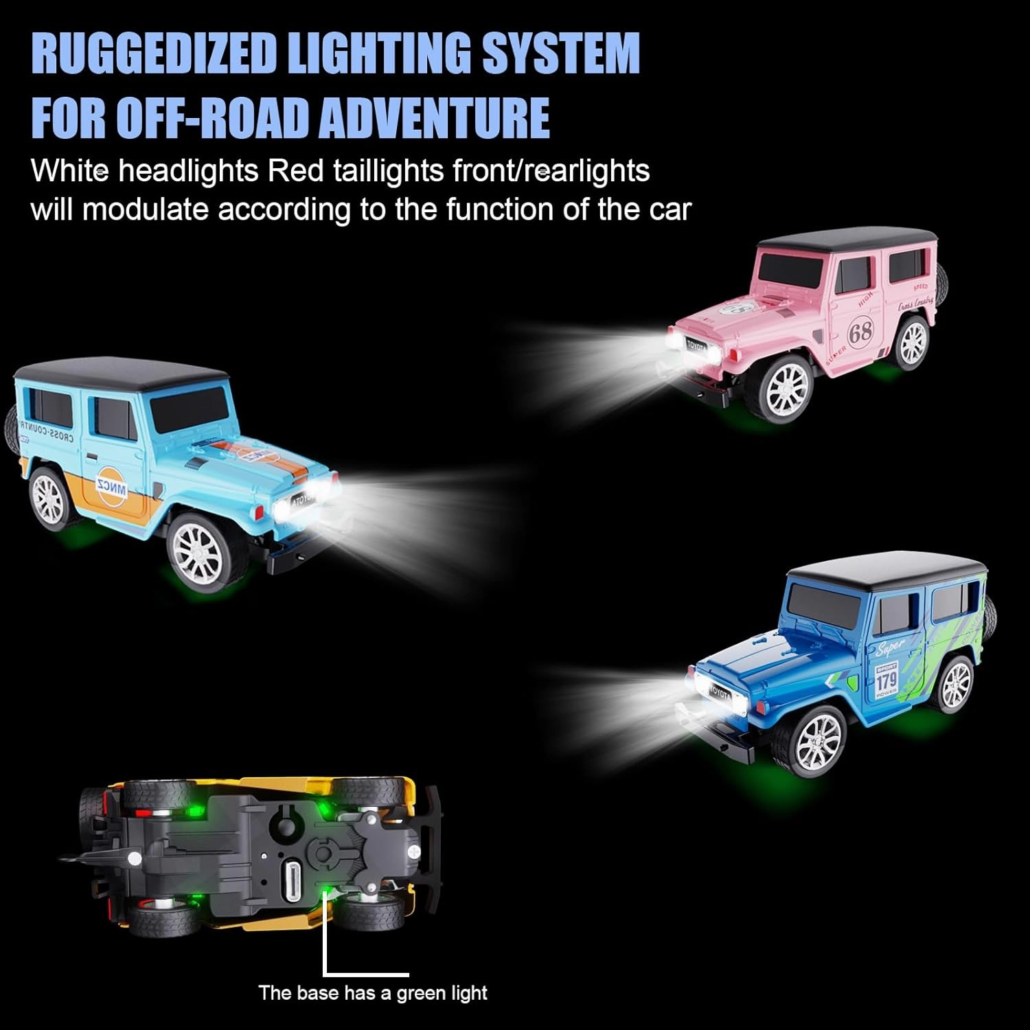 Mini RC Car with APP Control, 1:64 Scale Off-Road Vehicle & Trailer Toy, 2.4GHz Wireless Remote Control, LED Lights, Alloy Case, MultiControl Modes, Speed/Steering Adjustable (Pink)