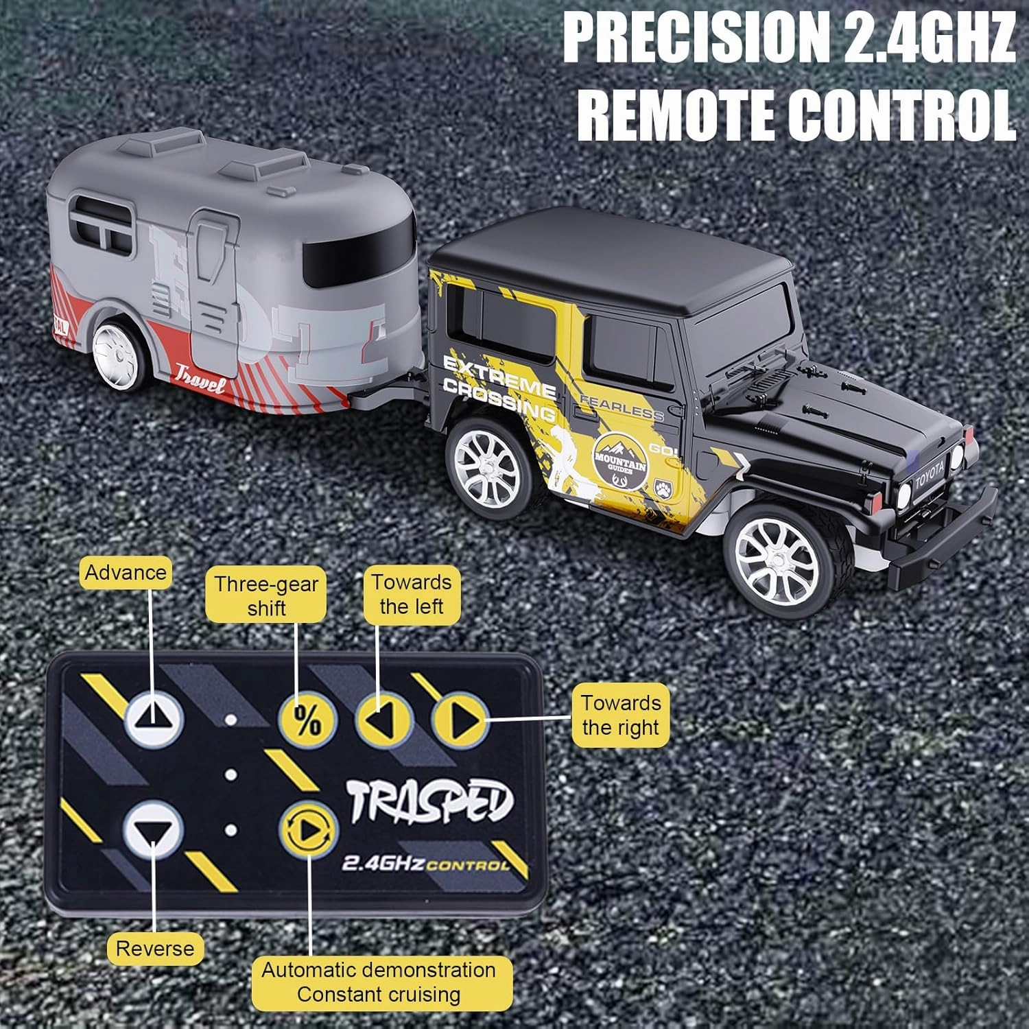 Mini RC Car with APP Control, 1:64 Scale Off-Road Vehicle & Trailer Toy, 2.4GHz Wireless Remote Control, LED Lights, Alloy Case, MultiControl Modes, Speed/Steering Adjustable (Pink)