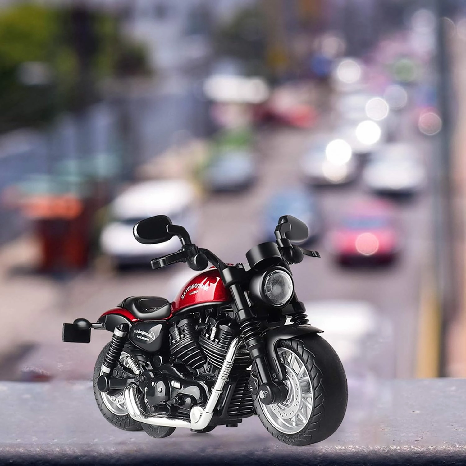 Mini Toy Motorcycle - Pull Back Toy Cars with Sound and Light Toy,Toy Motorcycles for Toddlers,Motorcycle Toys for Boys Age 3-9 (Black)