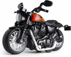 Mini Toy Motorcycle - Pull Back Toy Cars with Sound and Light Toy,Toy Motorcycles for Toddlers,Motorcycle Toys for Boys Age 3-9 (Black)
