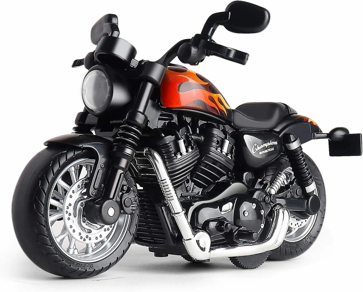 Mini Toy Motorcycle - Pull Back Toy Cars with Sound and Light Toy,Toy Motorcycles for Toddlers,Motorcycle Toys for Boys Age 3-9 (Black)