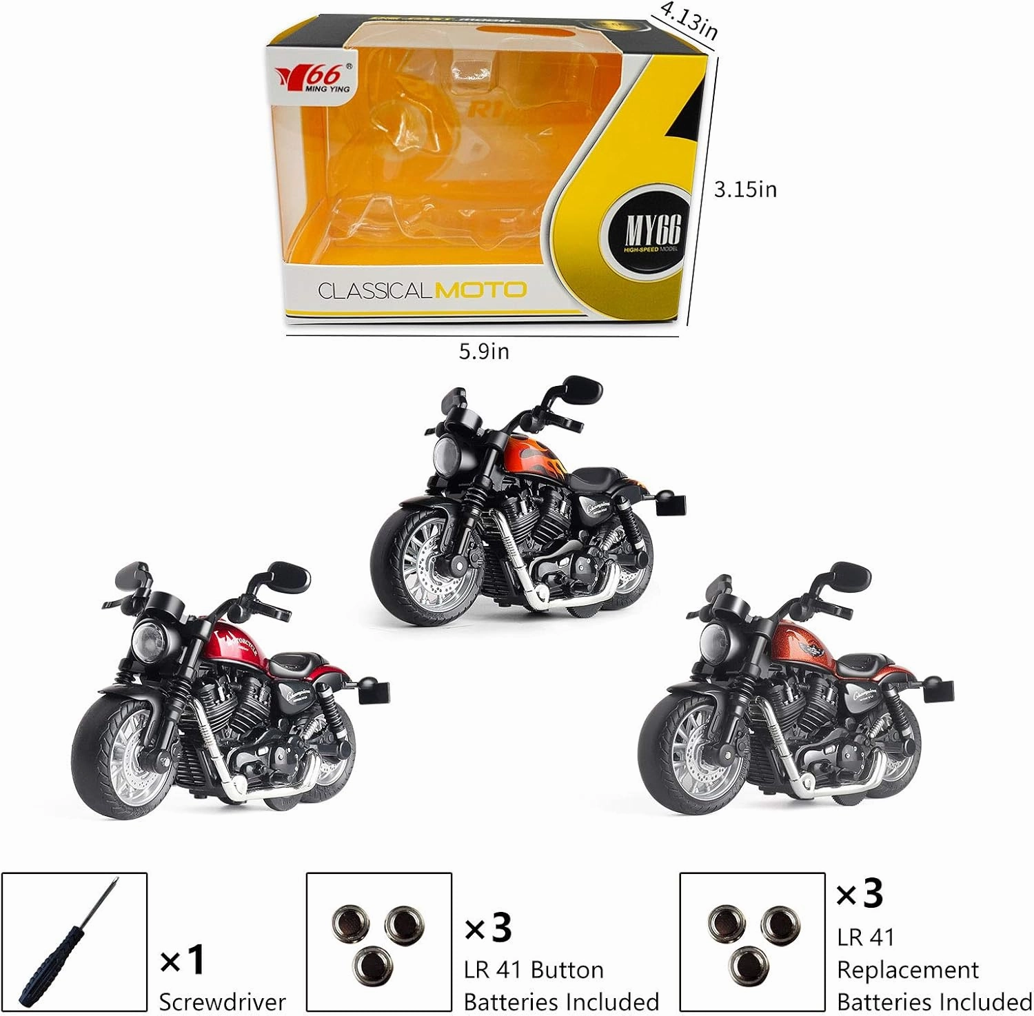 Mini Toy Motorcycle - Pull Back Toy Cars with Sound and Light Toy,Toy Motorcycles for Toddlers,Motorcycle Toys for Boys Age 3-9 (Red)