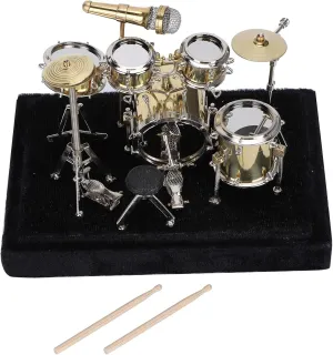 Miniature Drum Set Model Desktop Drum Set Mini Musical Instrument Model Display Mini Drum Kit for Dollhouse Home Office Decoration