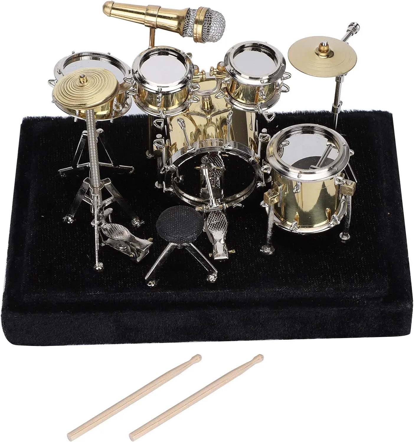 Miniature Drum Set Model Desktop Drum Set Mini Musical Instrument Model Display Mini Drum Kit for Dollhouse Home Office Decoration