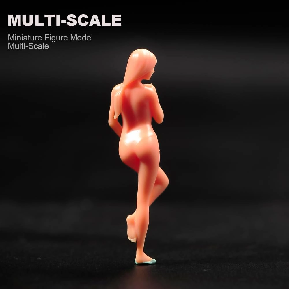 Miniatures 1/64 1/43 1/87 Scale Seaside Beach Bikini Beauty Scene Action Figure Model Creative Prop Display Collection Decor for Cars Vehicles (Unpainted, 1/43 Scale)