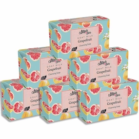 Mirah Belle - Organic Goat Milk, Grapefruit Cleansing Soap Bar (Pack of 6-125 GMS) - Oily, Pigmented, Infection and Acne Prone Skin - Vegan, Natural, Cruelty Free - 750 gms