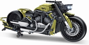 MISINI 672110 Dark Night Phantom Motorcycle Building Blocks Set 2427 PCS 1:5 V2 Technology Locomotive Model Bricks with LED Light, Ideal Gift for Men Teens (672110 Motorcycle)