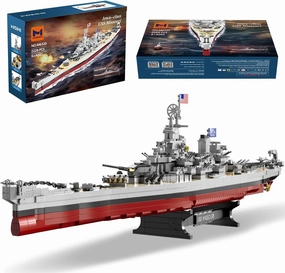 MISINI M6320 Military Series World War II Battleship Building Kit, 2228 Teile USS Missouri Battleship, Toy Gift Ship Building Block Set for Adult Collection(Iowa)