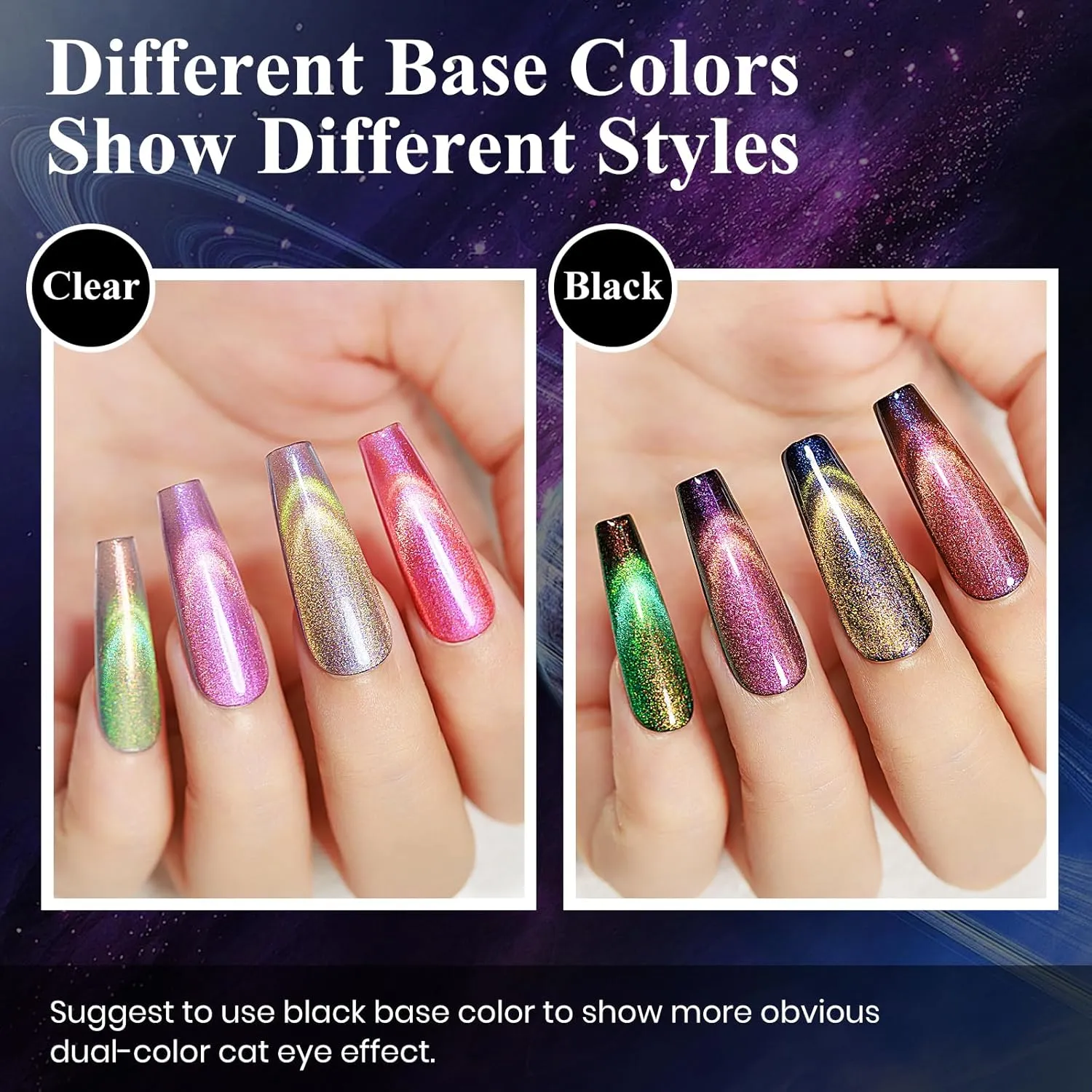 MIZHSE 9D Cat Eye Gel Nail Polish Set, Magnetic Gel Polish 10ml 6 Colors with 2 Magnet Sticks, Chameleon Galaxy Shiny Magic Effect Cateye Nail Polish Soak off Nail Art Gift for Women