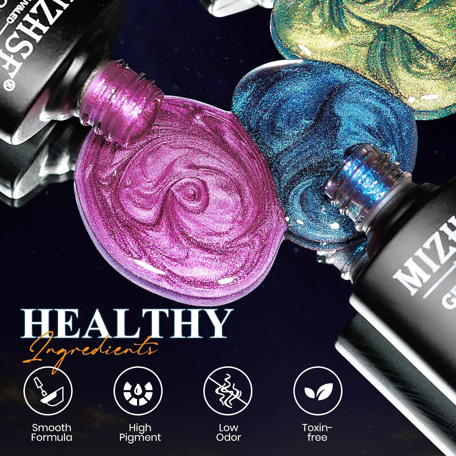 MIZHSE 9D Cat Eye Gel Nail Polish Set, Magnetic Gel Polish 10ml 6 Colors with 2 Magnet Sticks, Chameleon Galaxy Shiny Magic Effect Cateye Nail Polish Soak off Nail Art Gift for Women