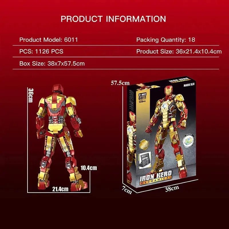 MOC 6011 Iron Hero MK42 Avengers Hulkbusters Bricks Toys