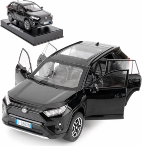 Model Car 1/32 RAV4 Alloy Diecast Collectible Toy Car with Light and Sound Toy Vehicle Door Can Be Opened for Boys Kids Toddler Gift (Black)