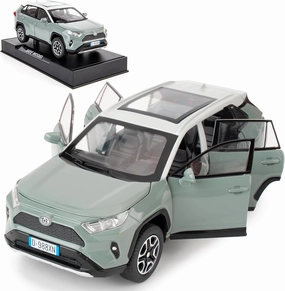 Model Car 1/32 RAV4 Alloy Diecast Collectible Toy Car with Light and Sound Toy Vehicle Door Can Be Opened for Boys Kids Toddler Gift (Gray)