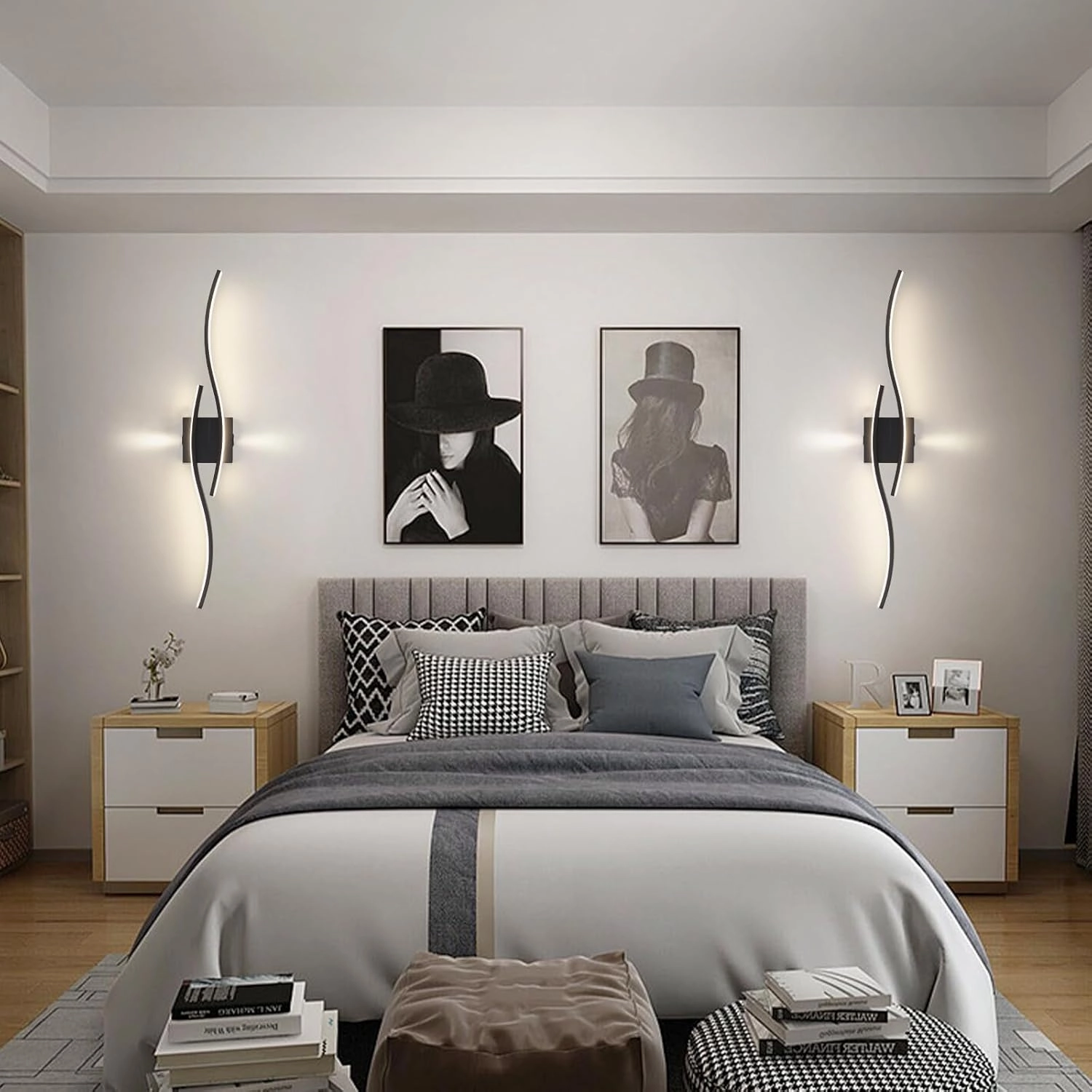 Modern Led Wall Sconces, 32inch Bathroom Mirror Vanity Light 28W, 4000K Wall Fixtures Staircase Lights, Indoor Wall Decor Bedside Wall Lamp for Bedroom Living Room Hallway Hotel